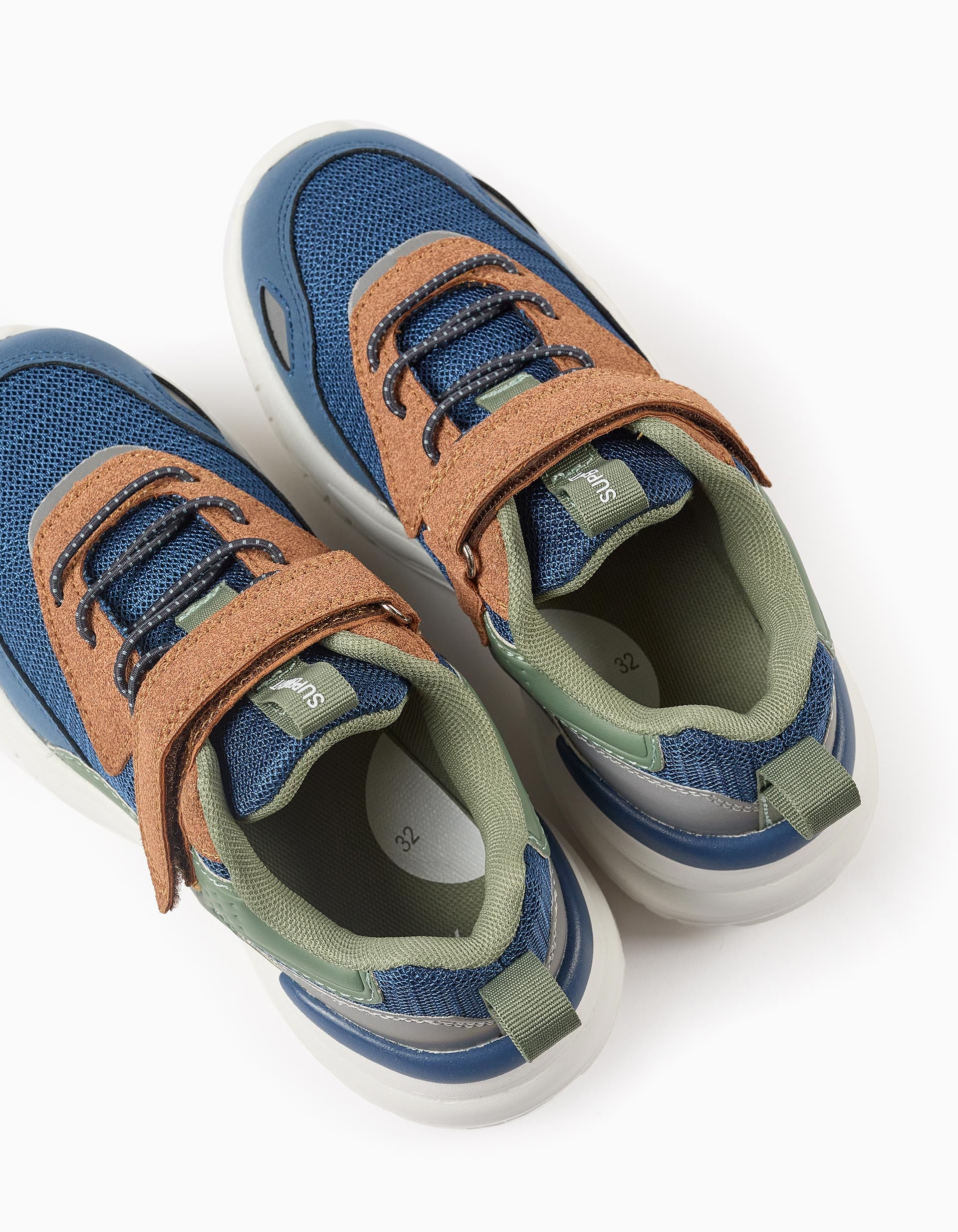 Trainers for Boys 'ZY Superlight Runner', Blue/Green/Camel