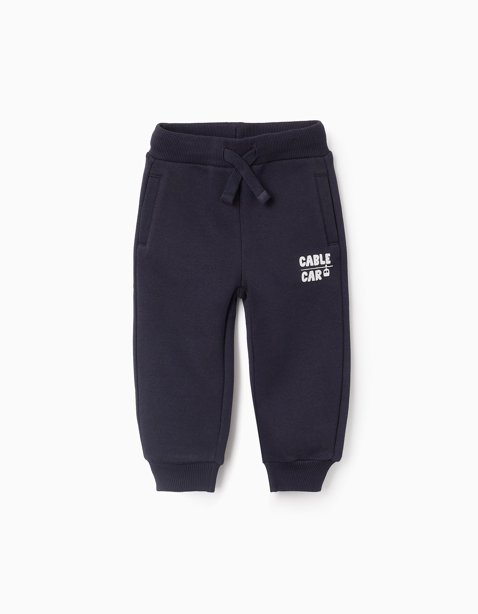 Pantalon Jogpant Gratté pour Bébé Garçon 'Cable Car', Bleu Foncé