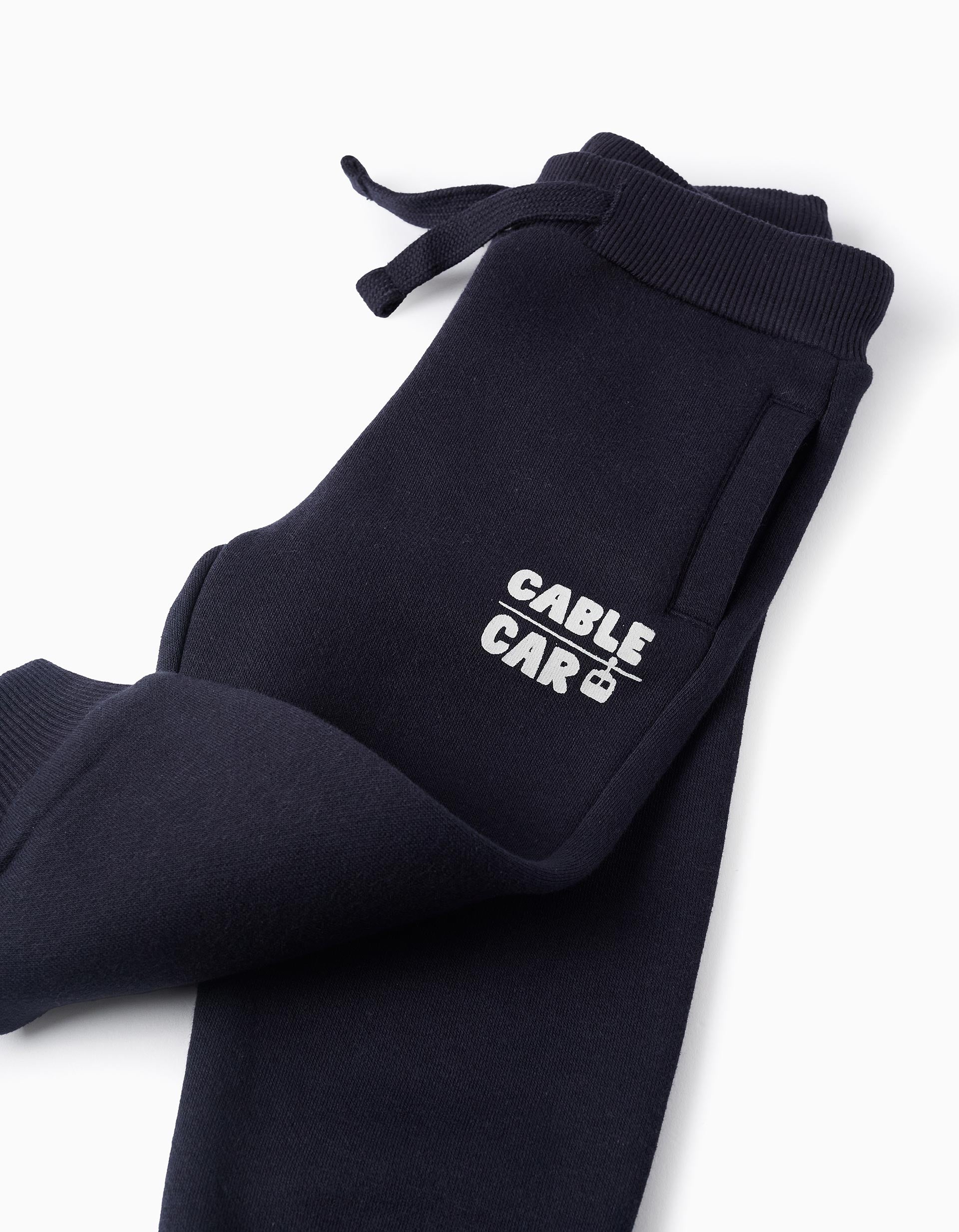 Pantalon Jogpant Gratté pour Bébé Garçon 'Cable Car', Bleu Foncé