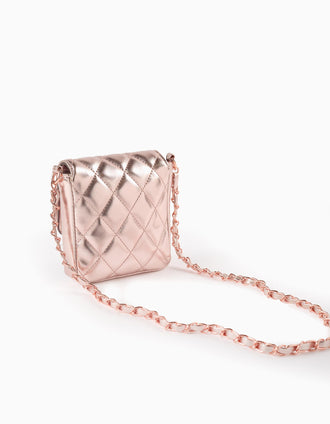 Sac Matelassé Brillant pour Fille, Rose Gold