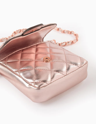 Sac Matelassé Brillant pour Fille, Rose Gold