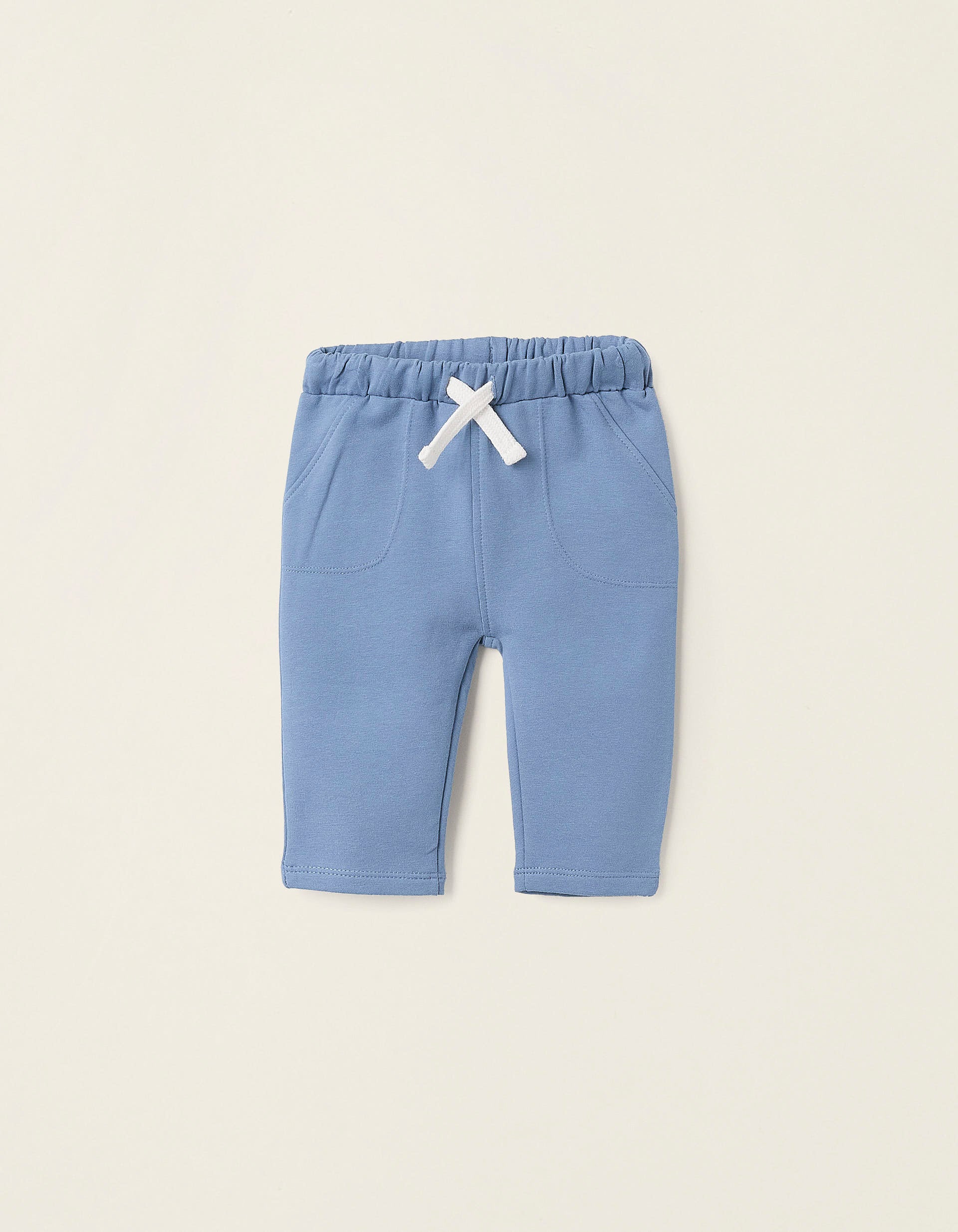 Fleece Trousers with Drawstring for Newborns, Blue