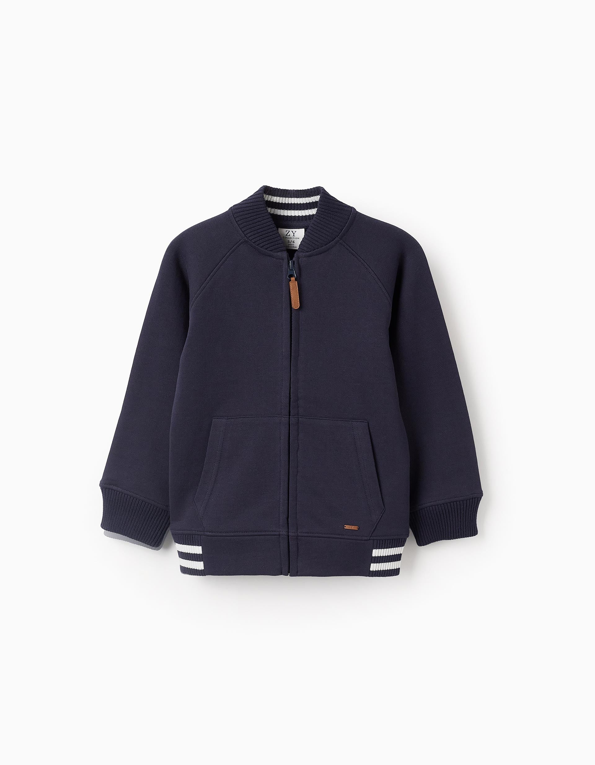 Cotton Jacket with Zip for Boys, Dark Blue