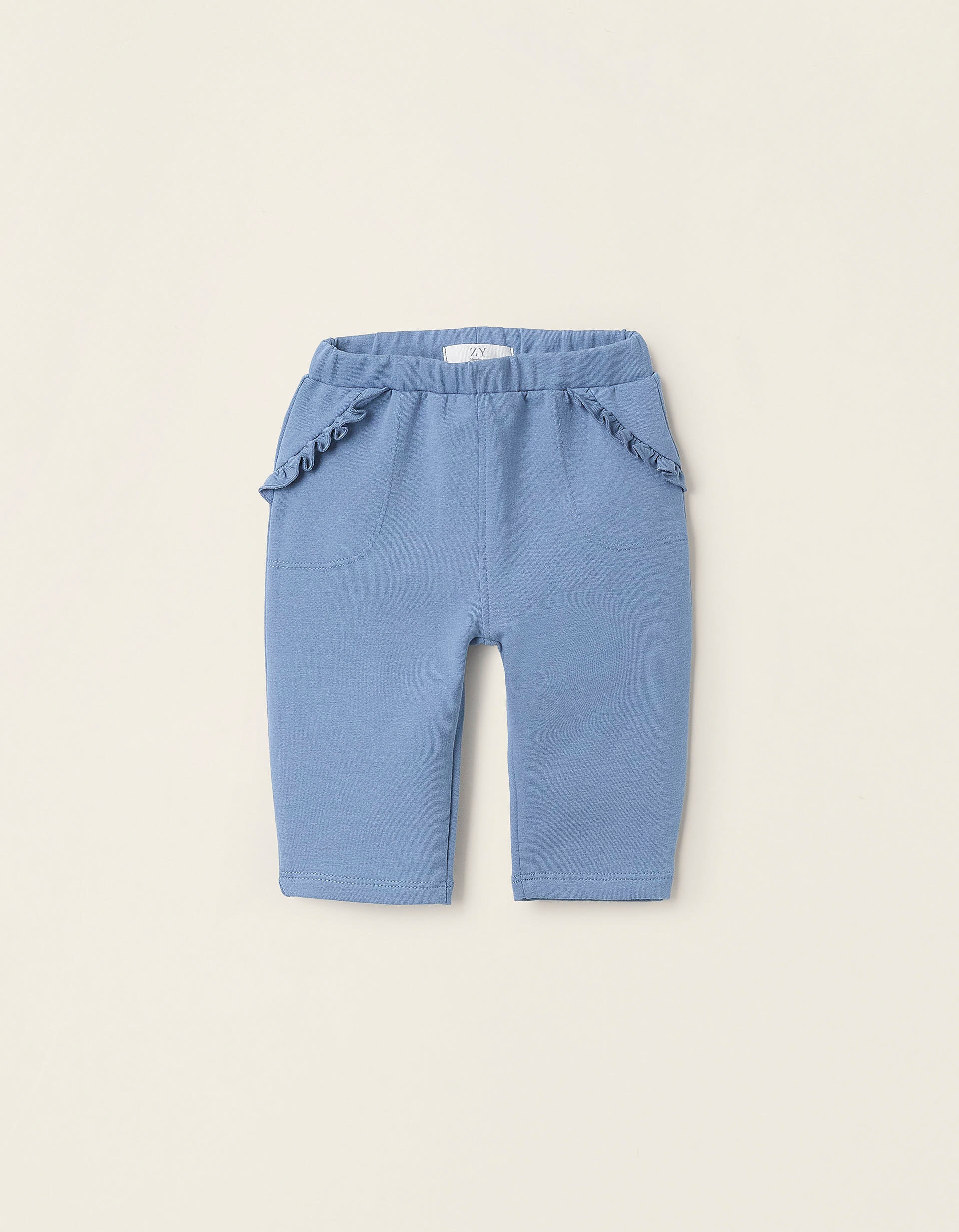 Fleece Frilled Trousers for Newborn Girls, Blue