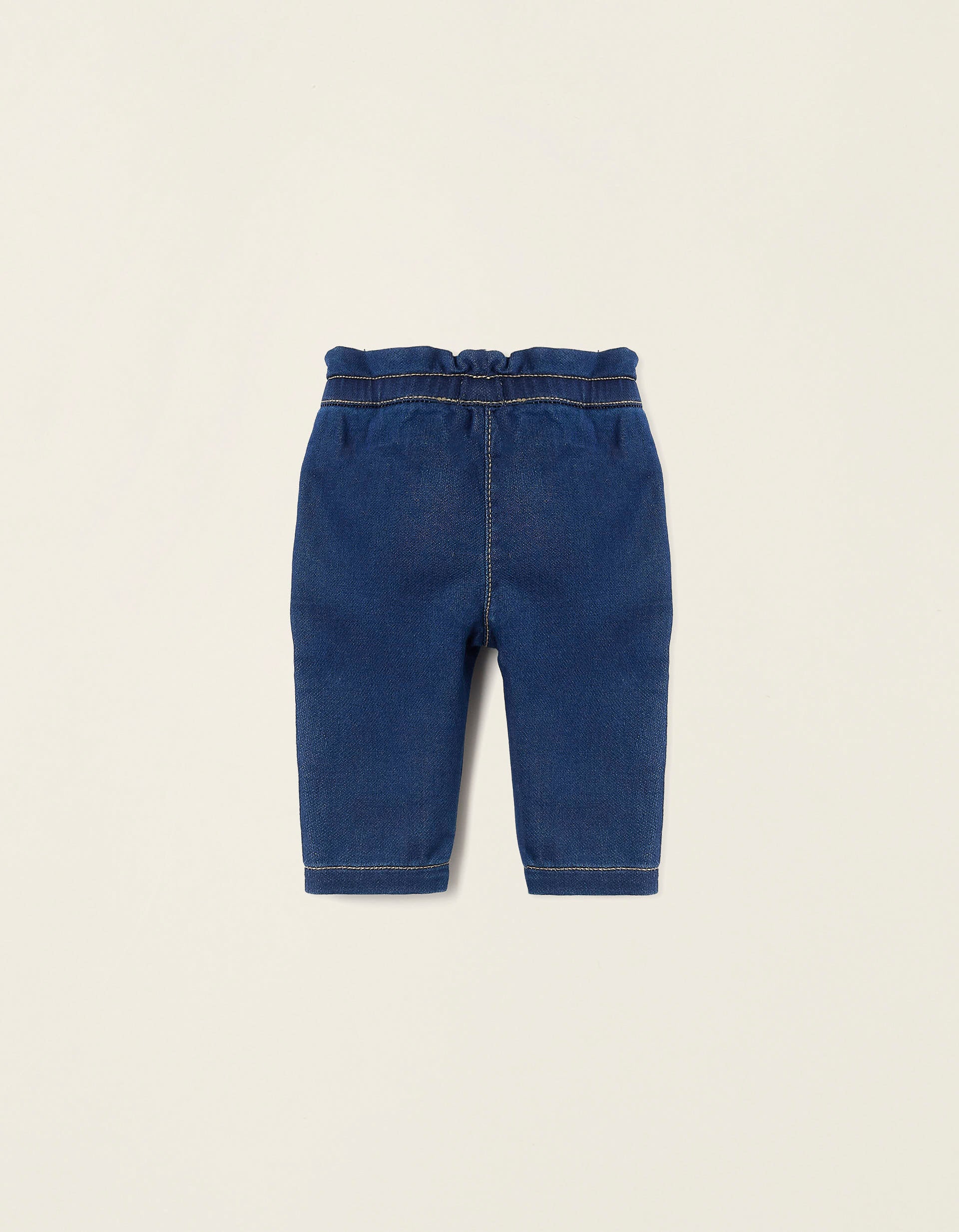 Denim Joggers with Bow for Newborn Girls, Dark Blue