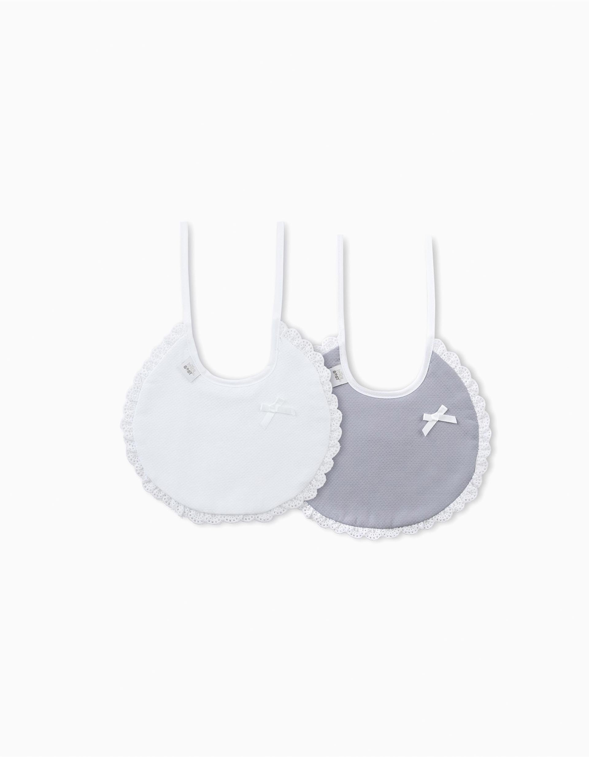 2 Classic Bibs White/Grey Unisex Interbaby