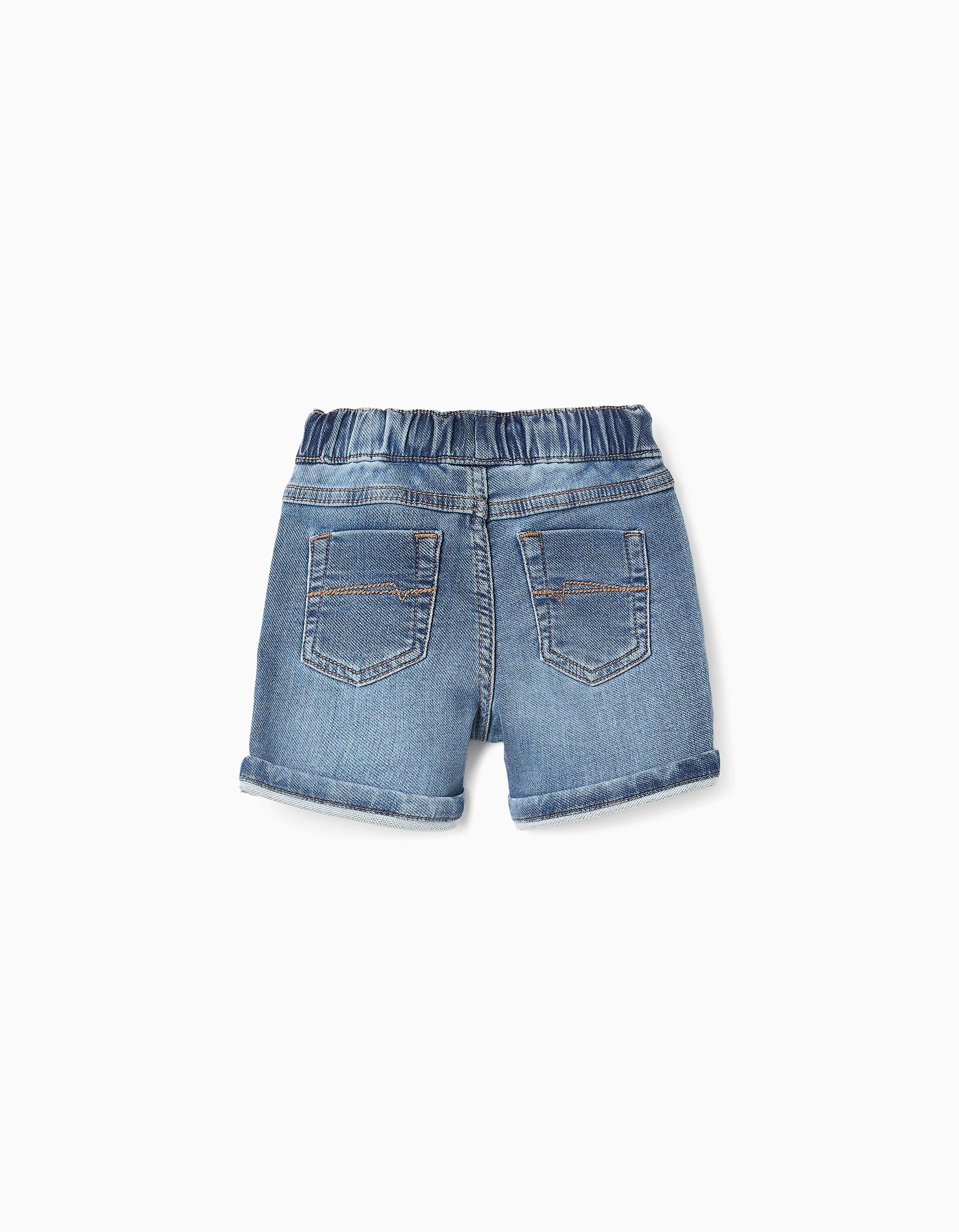 Denim Joggers Shorts for Baby Boys, Blue