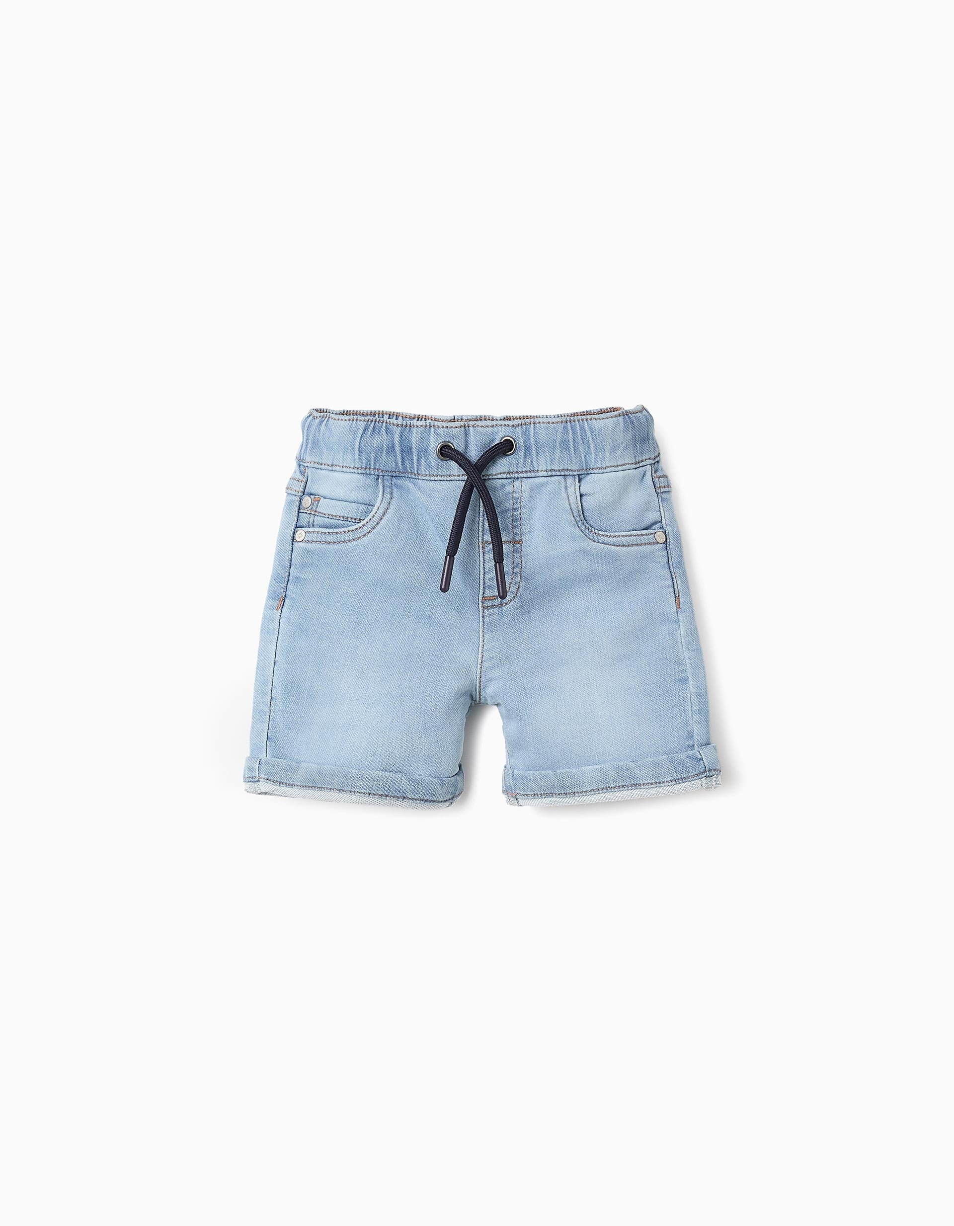 Denim Joggers Shorts for Baby Boys, Light Blue