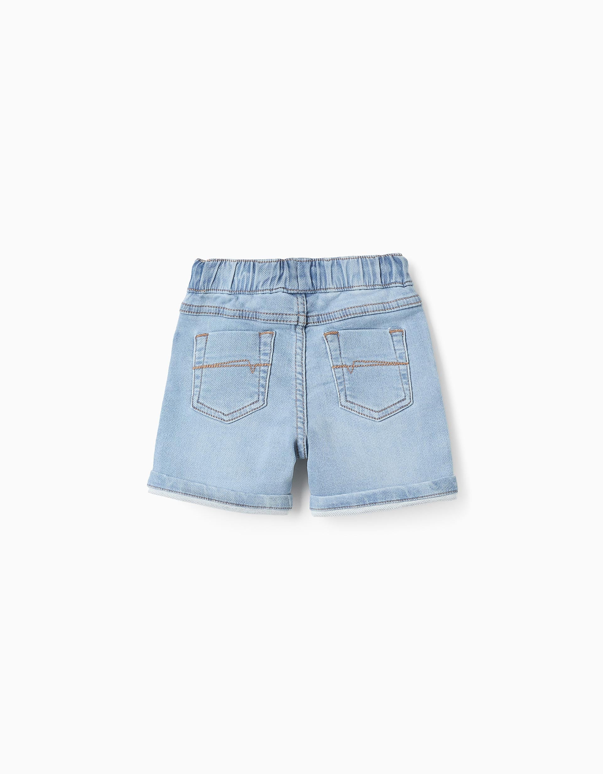 Denim Joggers Shorts for Baby Boys, Light Blue