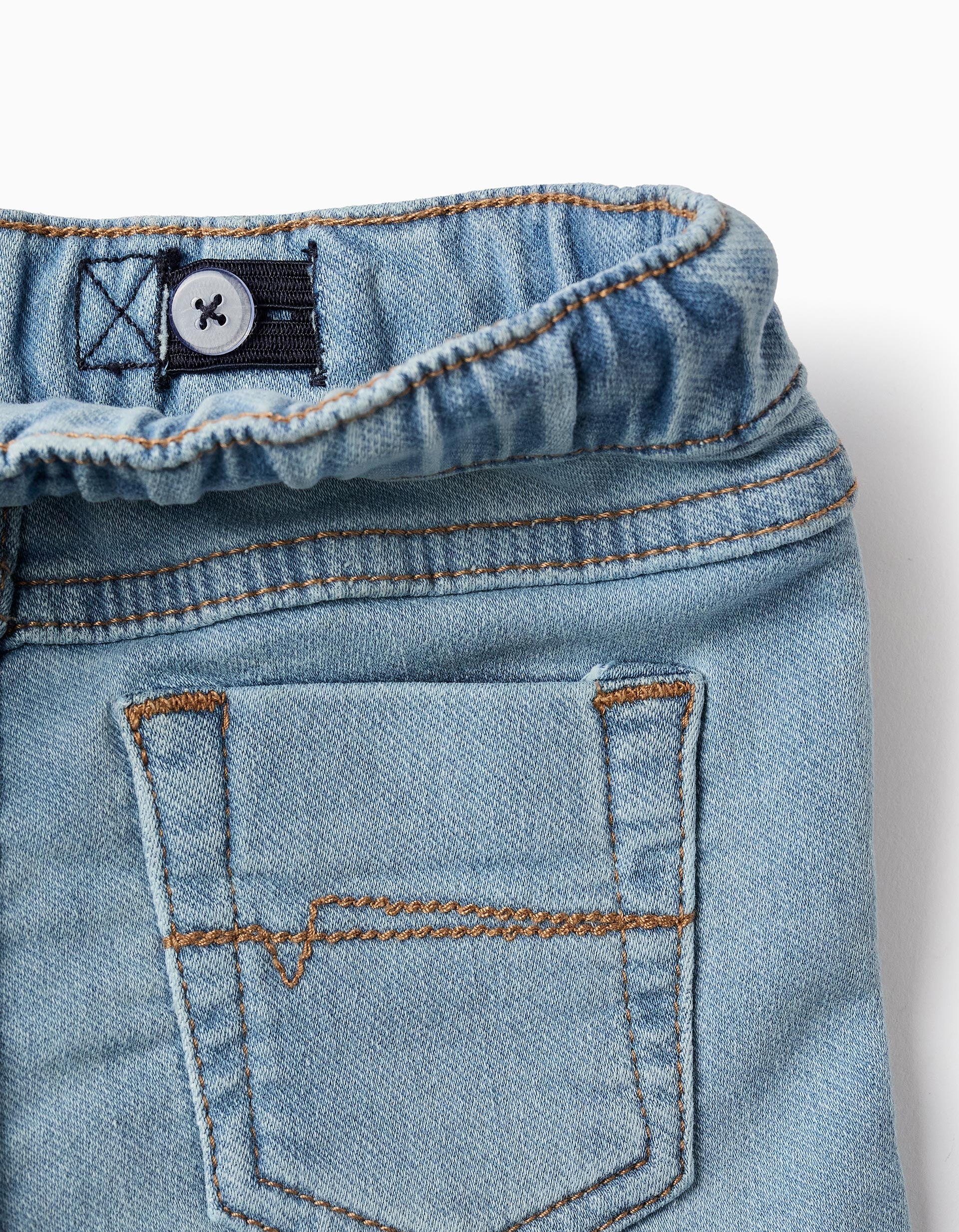 Denim Joggers Shorts for Baby Boys, Light Blue