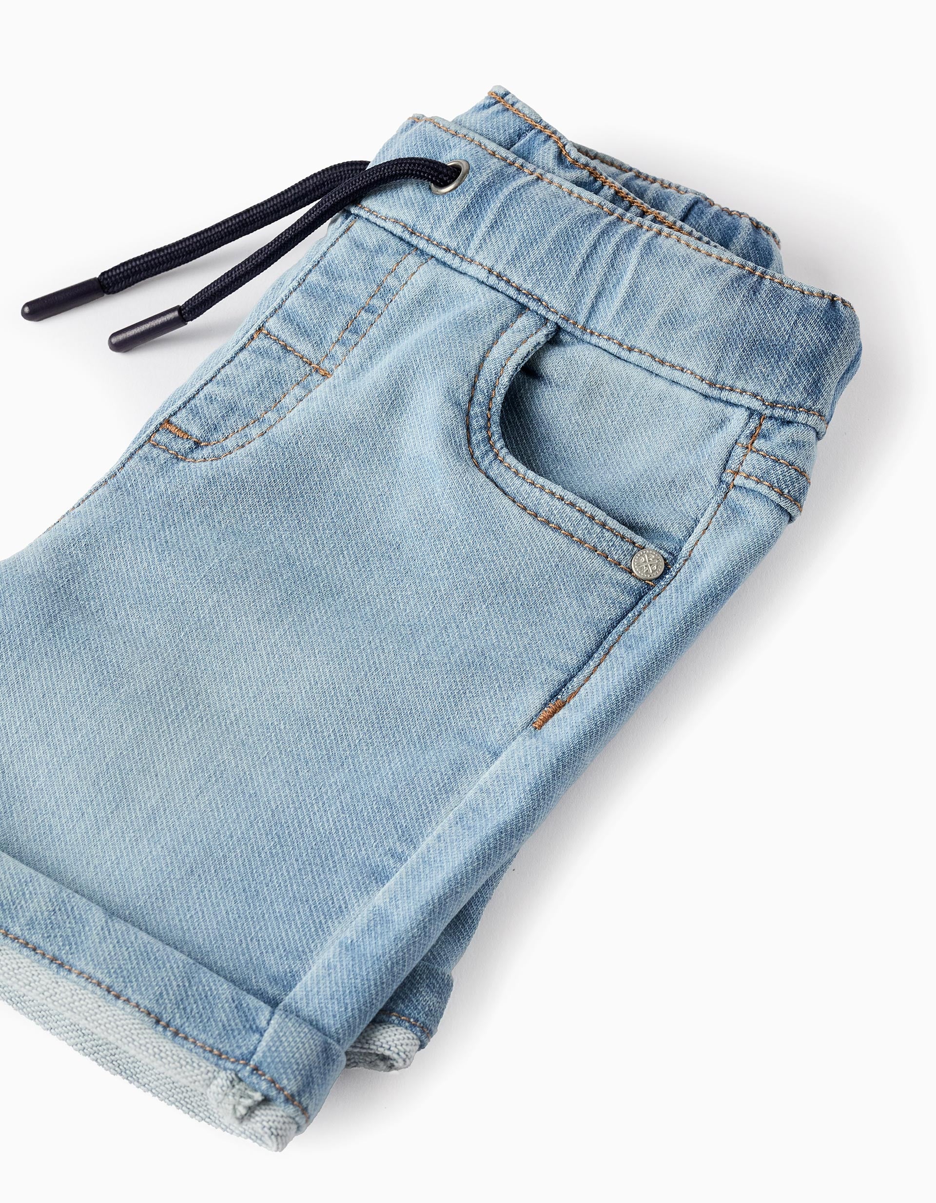 Denim Joggers Shorts for Baby Boys, Light Blue