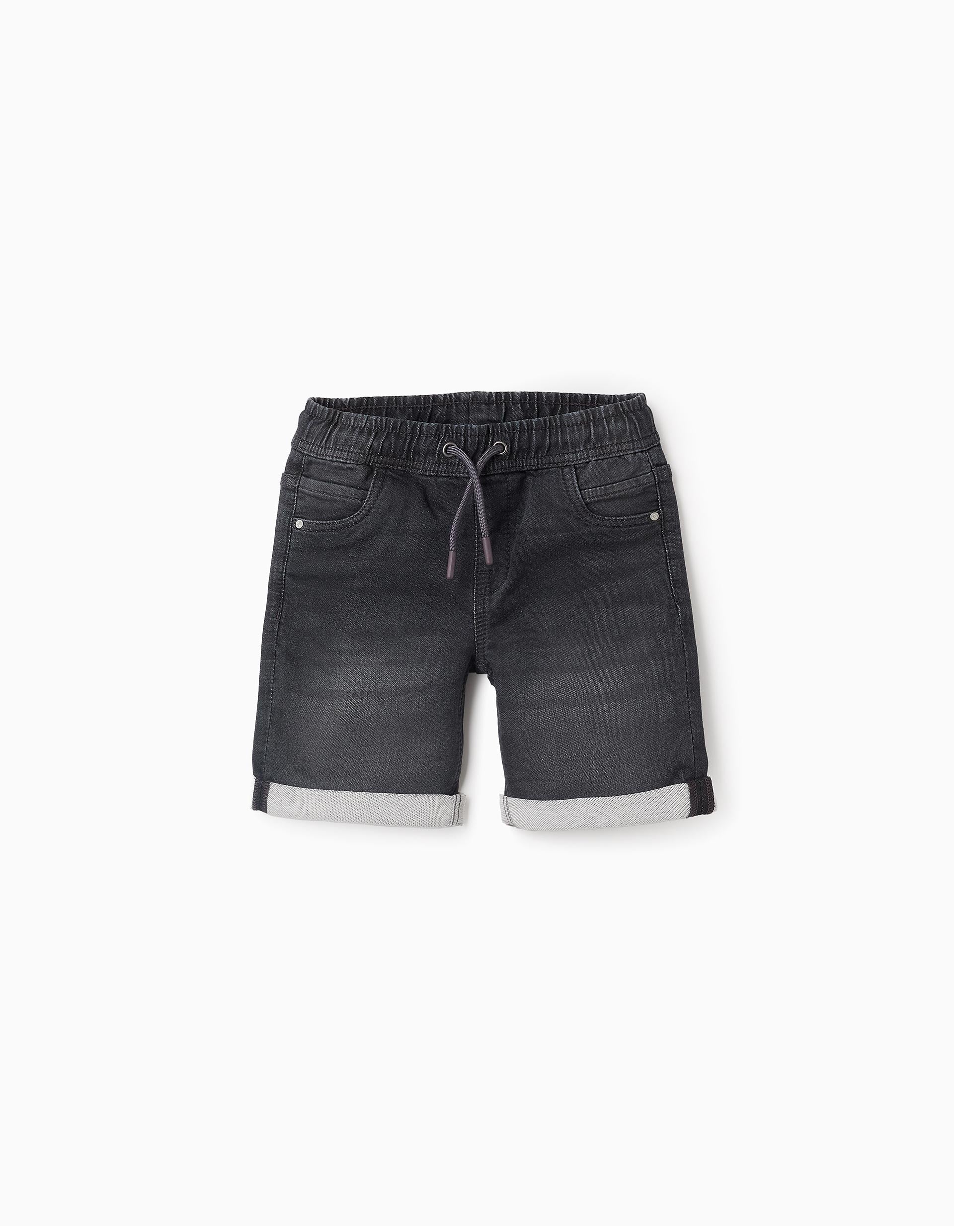 Denim Shorts with Drawstring for Boys 'Midi', Dark Grey