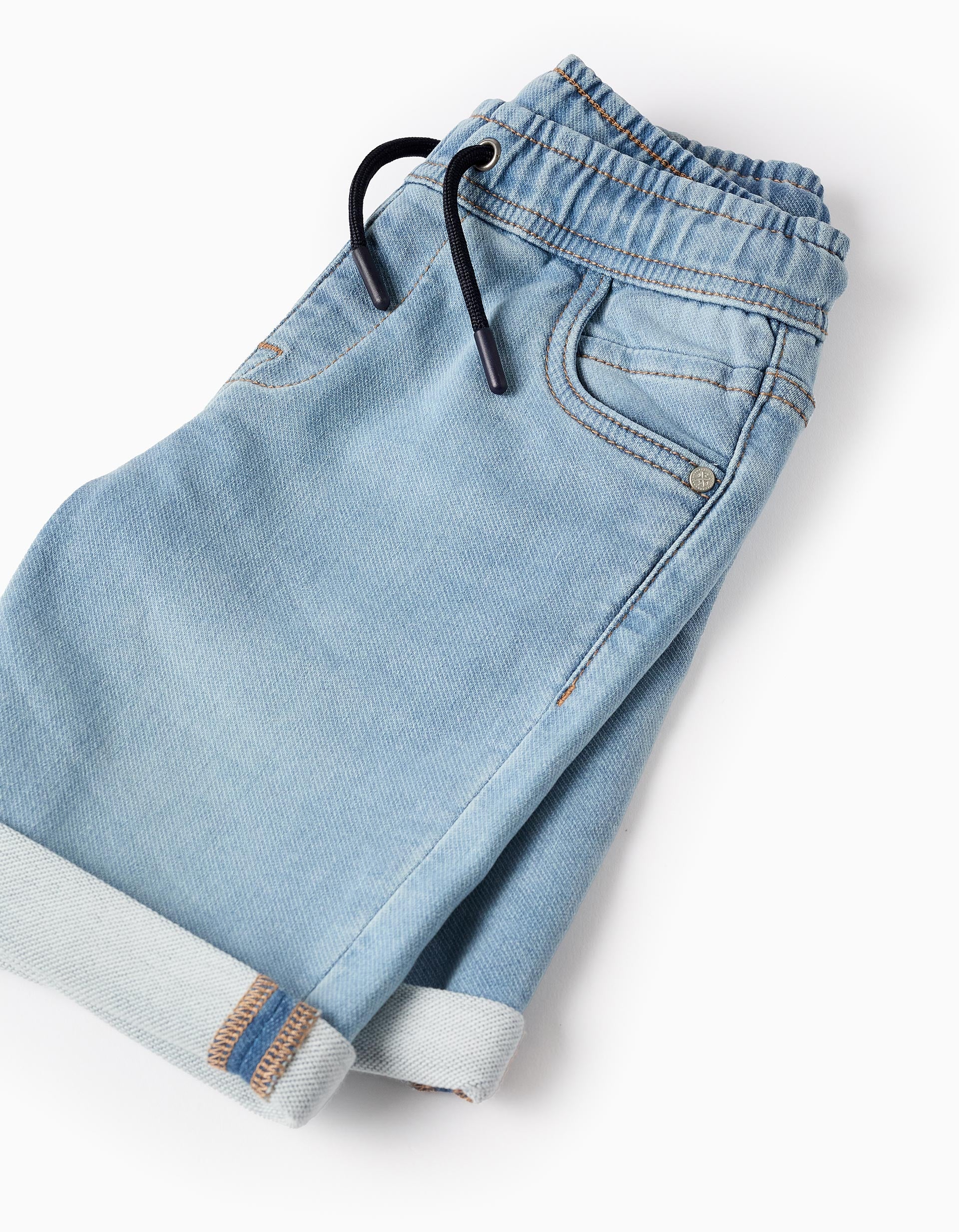 Denim Shorts with Drawstring for Boys 'Midi', Light Blue