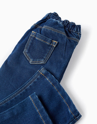 Flared Denim Trousers in Comfort Denim for Baby Girls, Blue