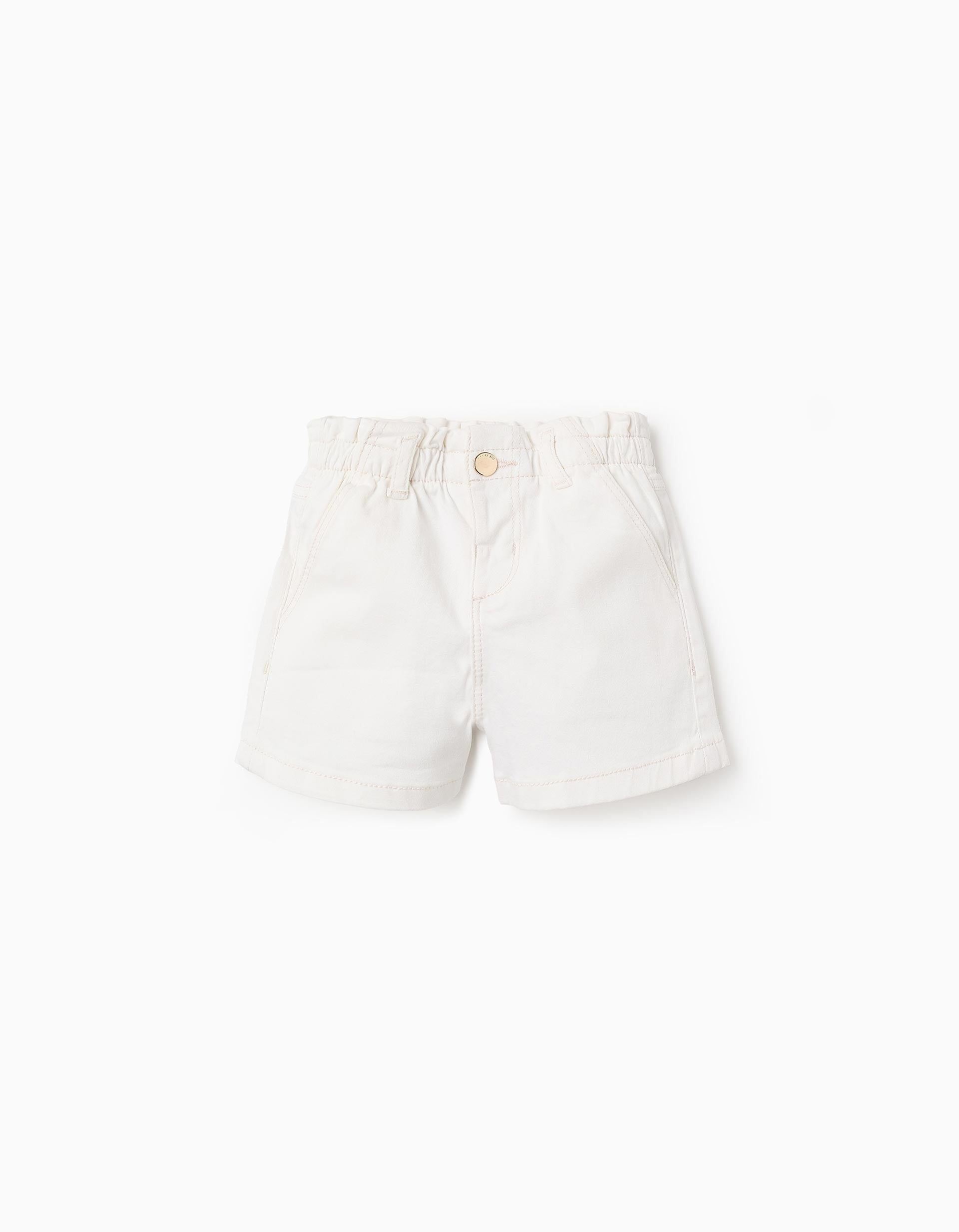 Twill Shorts for Baby Girls 'Paperbag', Light Beige