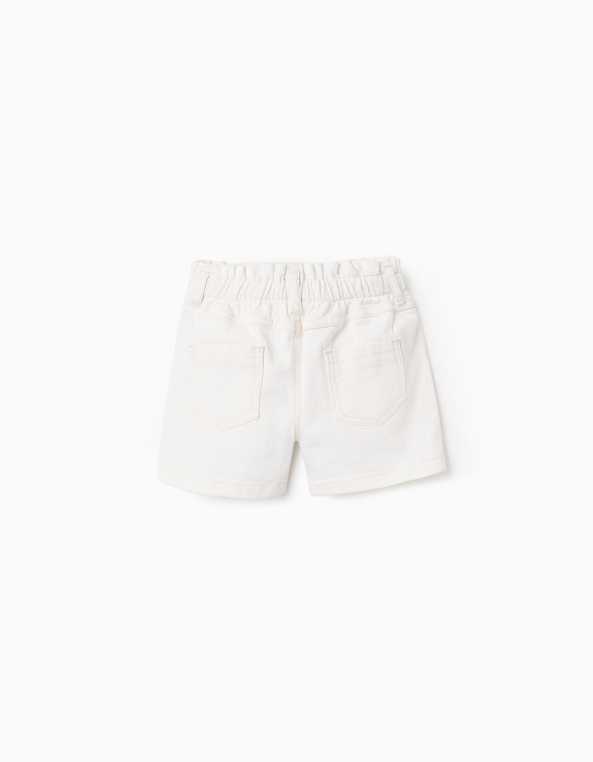 Twill Shorts for Baby Girls 'Paperbag', Light Beige