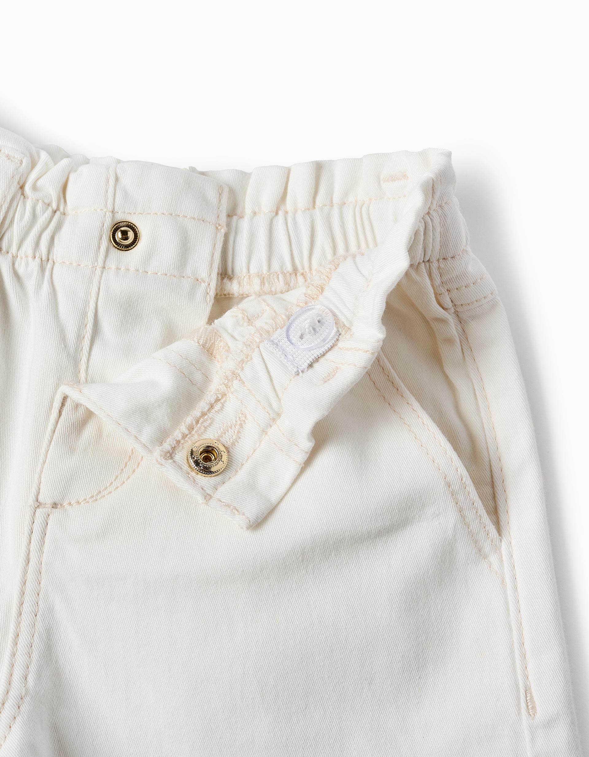 Twill Shorts for Baby Girls 'Paperbag', Light Beige