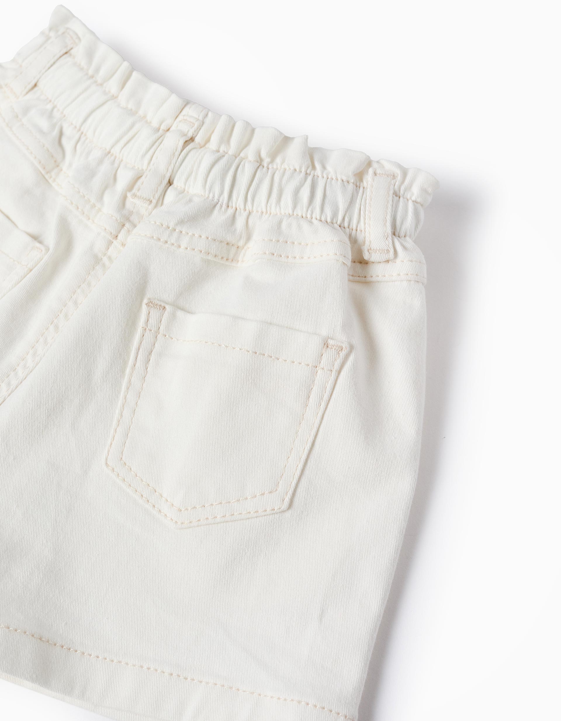 Twill Shorts for Baby Girls 'Paperbag', Light Beige