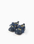 Satin Bow Ballerina Flats for Newborn Girls, Dark Blue