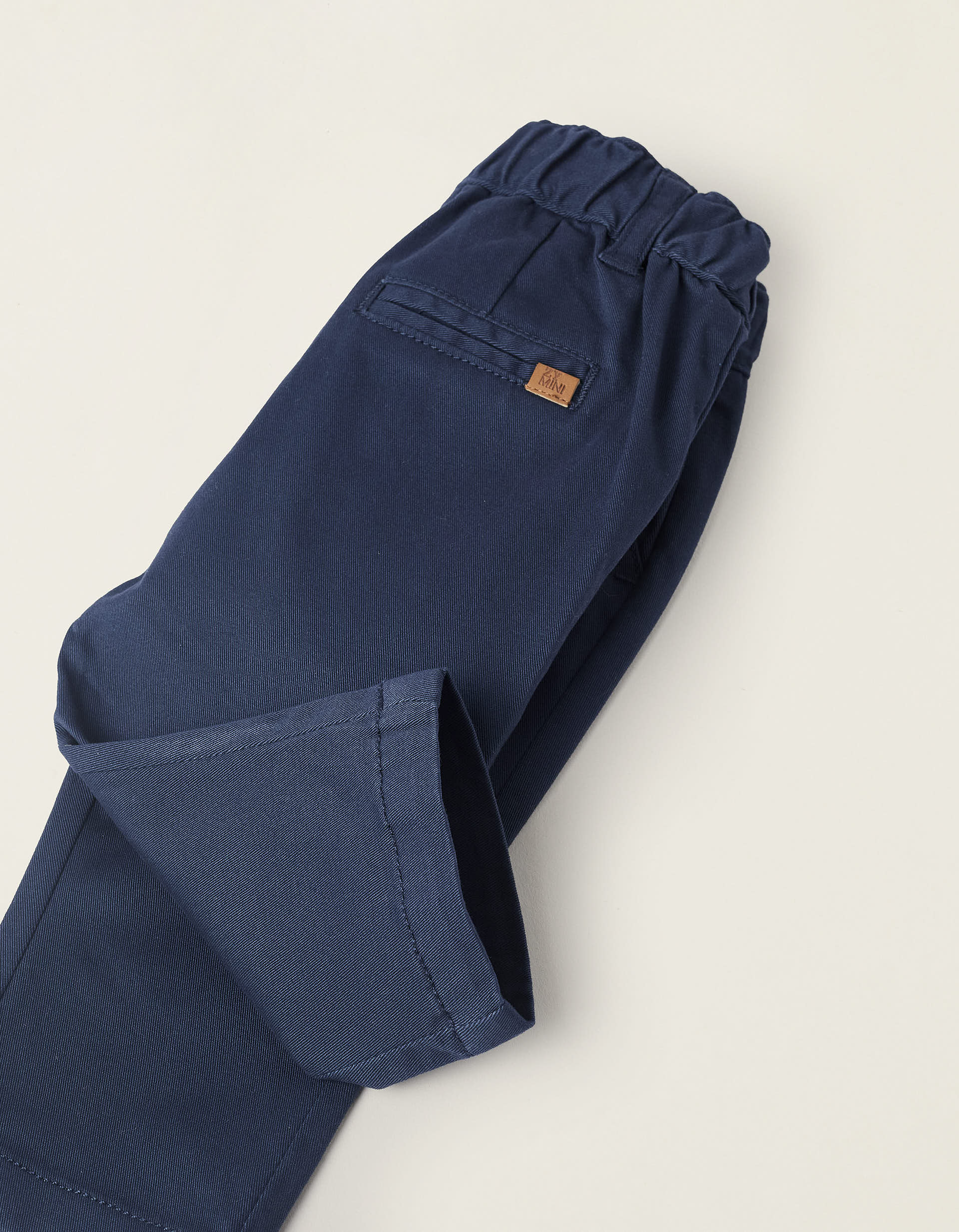 Twill Trousers with Removable Straps for Newborns, Dark Blue