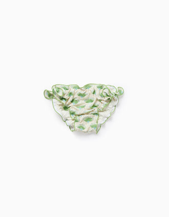 Cueca de Banho com Motivo e Folhos para Bebé Menina, Bege/Verde