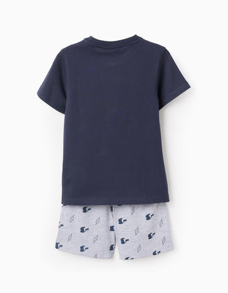 Pijama de Algodão para Menino 'Pikachu', Azul/Cinza