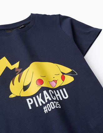 Pijama de Algodão para Menino 'Pikachu', Azul/Cinza