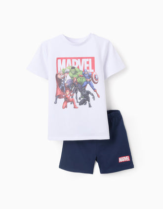 Pijama de Algodão para Menino 'Os Vingadores', Branco/Azul
