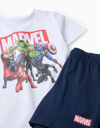 Pijama de Algodão para Menino 'Os Vingadores', Branco/Azul