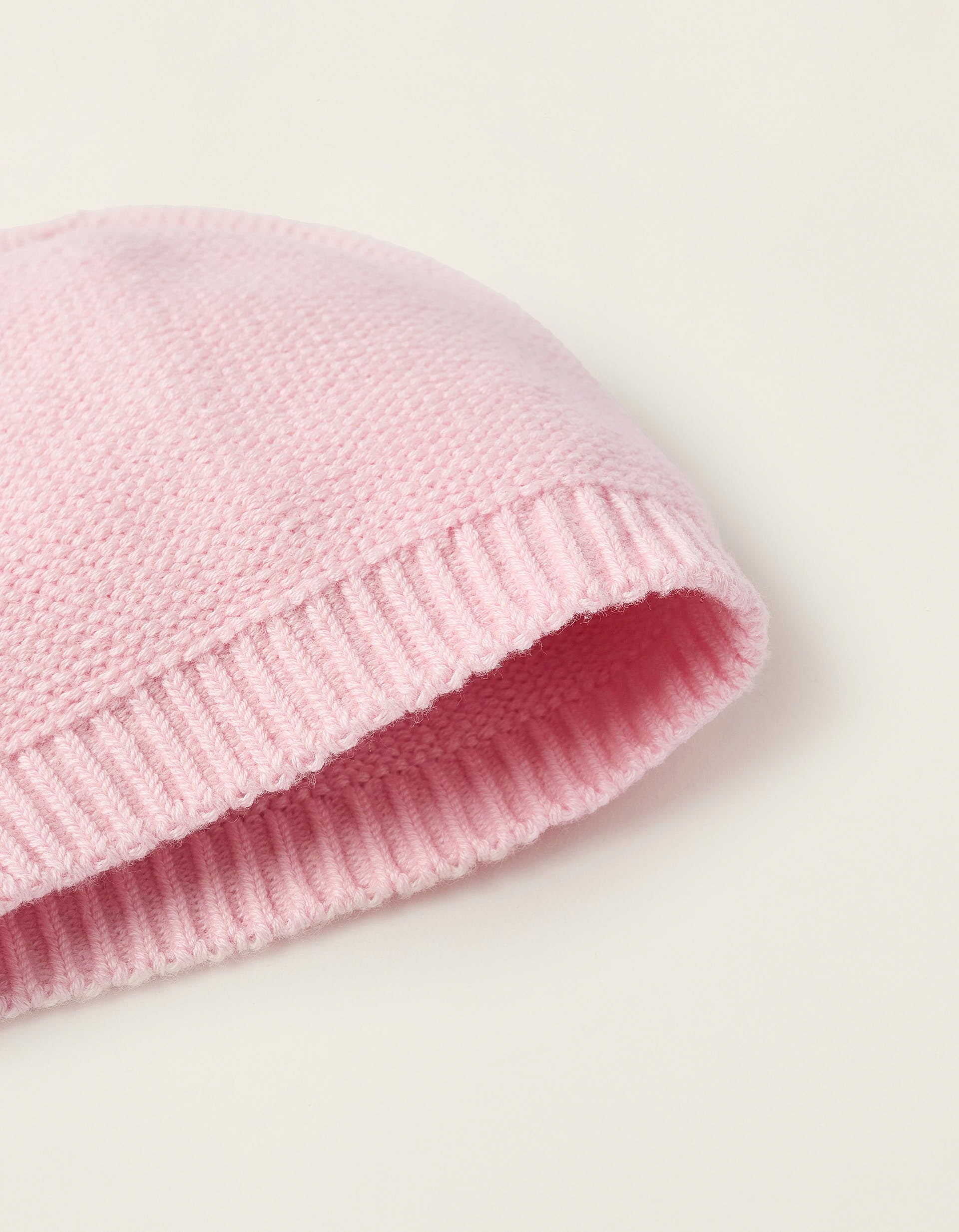 Gorro + Guantes en Punto para Recién Nacido, Rosa