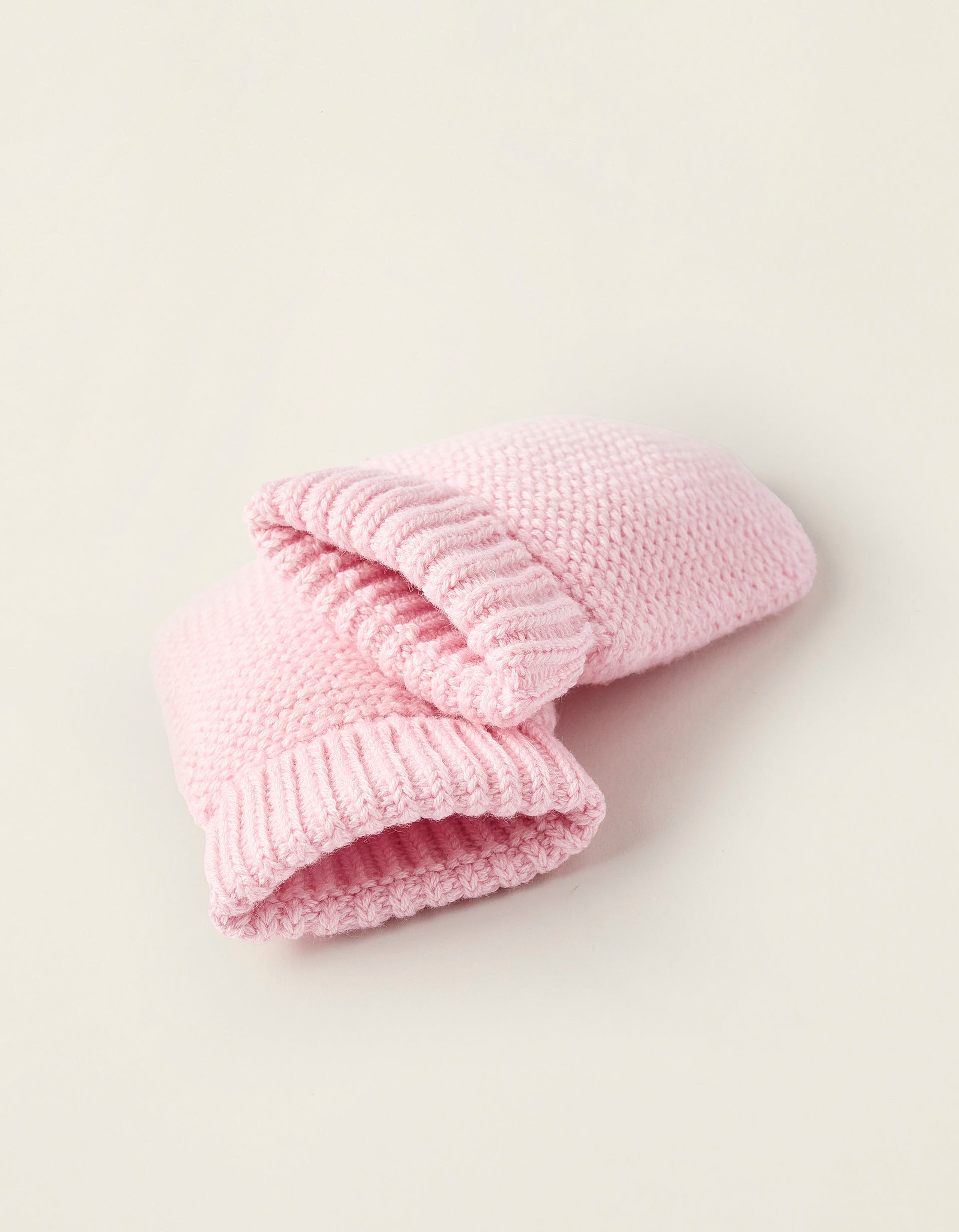 Gorro + Guantes en Punto para Recién Nacido, Rosa