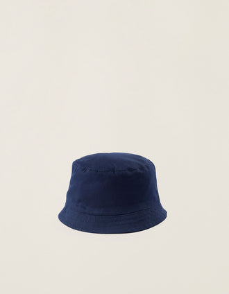 Chapeau en Sergé avec Bandes Latérales pour Nouveau-né et Bébé, Bleu Foncé