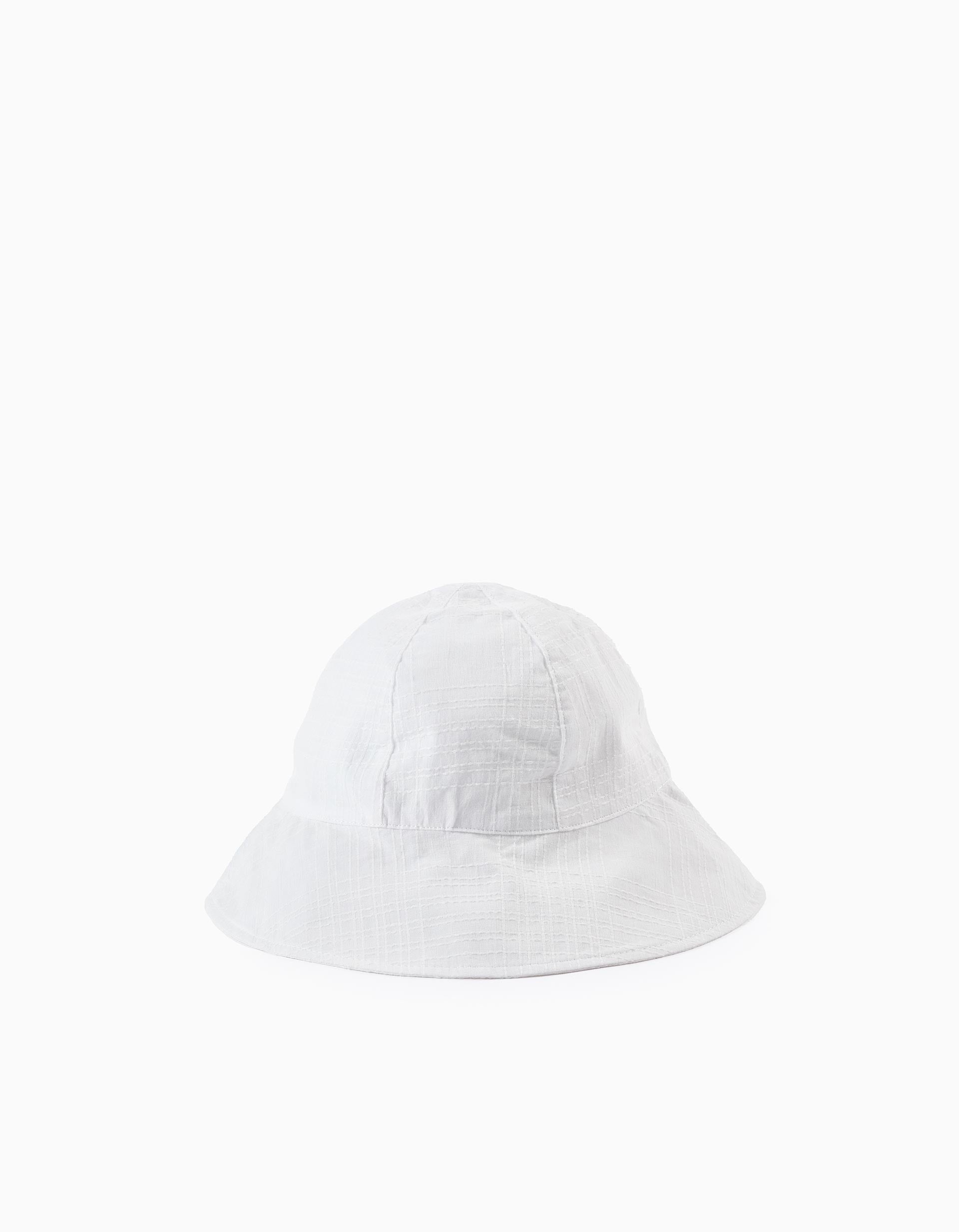 Fabric Dobby Hat for Girls, White