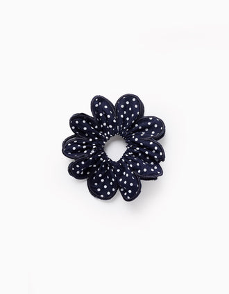 Dark Blue Polka Dot Scrunchie for Babies and Girls
