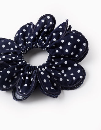 Dark Blue Polka Dot Scrunchie for Babies and Girls