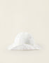 Bob en coton avec broderie anglaise pour nouveau-née, blanc