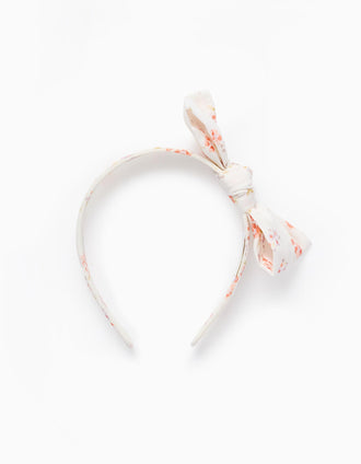 Diadema con Lazo Floral para Bebé y Niña, Blanco