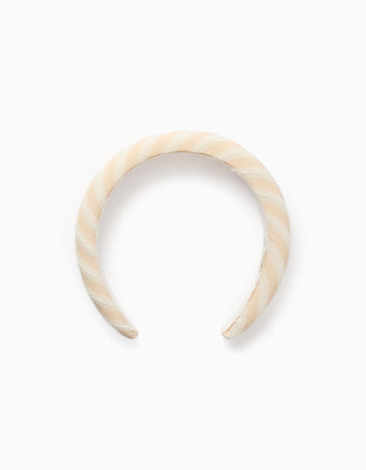 Padded Striped Headband for Baby Girls, White/Beige