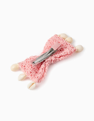Barrette à Cheveux avec Noeud et Coquillages pour Bébé et Fille, Rose
