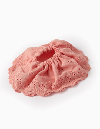 Scrunchie with Broderie Anglaise for Babies and Girls, Pink