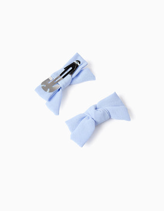 Pack 2 Horquillas con Lazo para Bebé y Niña, Azul-Claro