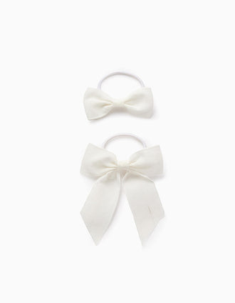 Pack Hair Slide + Hair Bobble with Bows for Babies and Girls, White