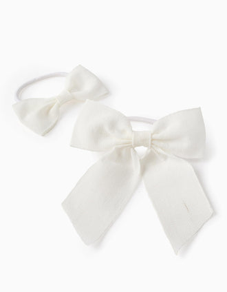 Pack Hair Slide + Hair Bobble with Bows for Babies and Girls, White