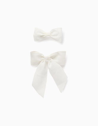 Pack 2 Travessões com Laços para Bebé e Menina, Branco