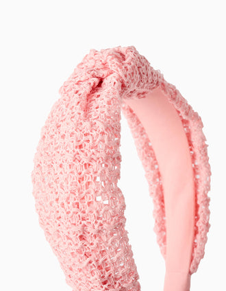 Knitted Openwork Headband for Babies and Girls, Pink
