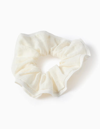 Dobby Fabric Scrunchie for Babies and Girls, White