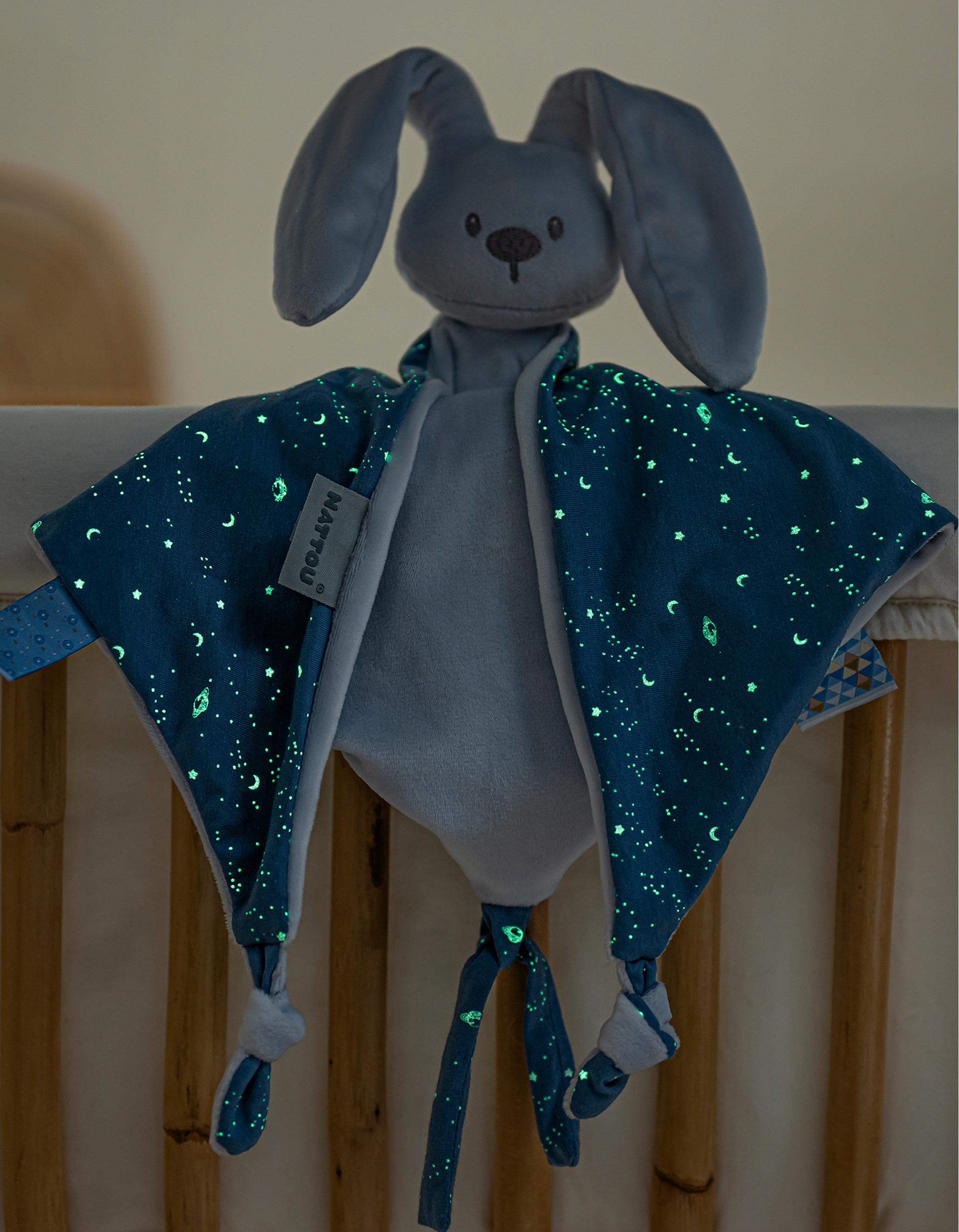 Maxi Doudou Nattou Lapidou Glow in the Dark 0M+, Blue