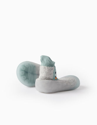 Steppies Chaussette-Chausson pour Bébé Garçon 'Dinosaure', Gris/Vert
