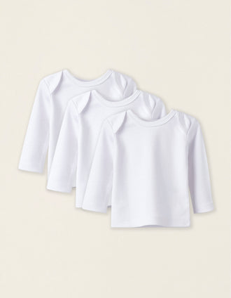 Pack of 3 Extra Warm Long Sleeve Vests for Babies, White