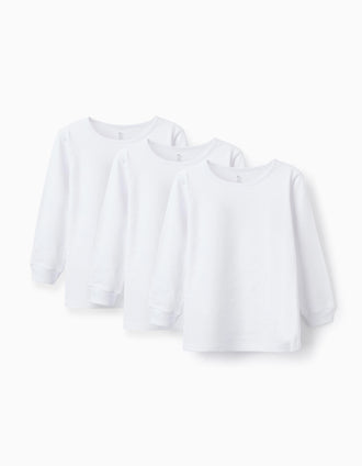 Pack 3 Camisolas Interiores Cardadas para Menino 'Extra Warm', Branco